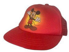 Mickey Mouse Trucker Hat Walt Disney Company Mesh Red YOUTH 90s Vintage