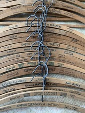 Lot 20 Vintage Wooden Hangers All W/ Advertising California Apron Pant hangers