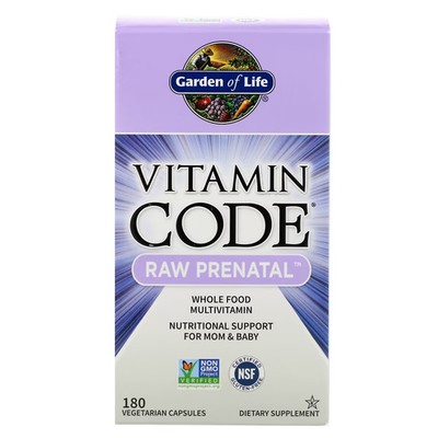 2 X Garden of Life, Vitamin Code, RAW prenatal, 180 Vegetarian Capsules