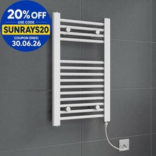 Bathroom Electric Heated Towel Rail Radiator Flat Ladder Modern White 700x400mm