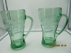 2 Vintage Coca-Cola Drinking Glass Tumblers With Handle 7”