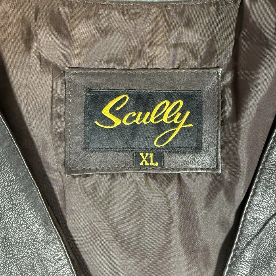 Scully Leather Vest Men's XL Brown Snap Front Classic Western Cowboy - Image 4 of 4