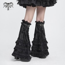 Devil Fashion Gothic Ruffled Lace Leg Warmers Tiered Flare Boot Covers Cosplay
