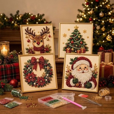 Weihnachten Perle Diamond Painting Kit 3D Zum Selbermachen Kunst Handwerk Urlaub Zuhause Dekor 20 cm UK