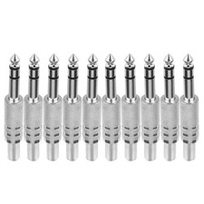 10Pcs 1/4in 6.35mm Male Mono Plug Stereo Audio Cable Jack Connector Solder Type