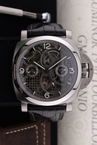 Panerai Lo Scienziato Luminor 1950 Tourbillon GMT Titanio PAM00578 2016 Full Set