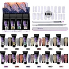 Poly Nail Gel Kit, 12 Colors Poly Extension Gel Nail Kit with Manicure Tools