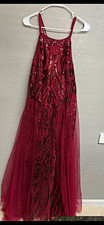 Women’s Burgundy Sequin Tulle prom dress Plus 26