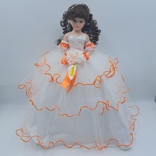Vintage Quince Custom Doll Sweet Fifteen Quinceñera Orange White 23" Dress
