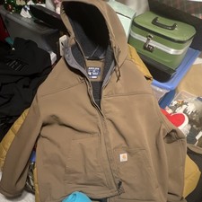 Carhartt Super Dux Hooded Jacket Brown Relaxed Fit Men's XL Zip Casual