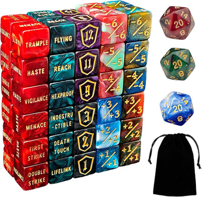 63 PCS MTG Counter Dice Set - AbilityKeyword Counters, -1/+1 Life, Shield Life C