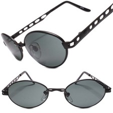 Mens Classy 80s True Vintage Old Stock 80s 90s Sun Glasses Oval Black Frame