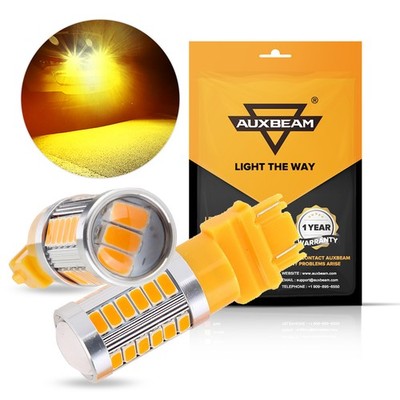 AUXBEAM 3157 4157 3156 T25 LED Turn Signal Amber Parking/DRL Light Lamp Bulbs 2x