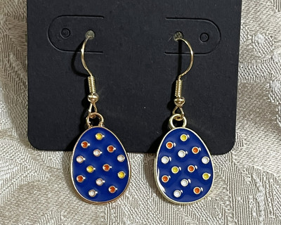 Easter Egg Multicolor Design Enamel Gold Drop Dangle Adorable Earring Set