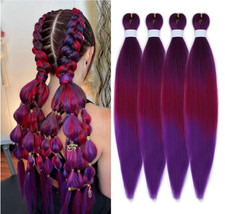 26 Inch ombre purple-rosered-purple Pre-Stretched Braiding Hair 4 Pack