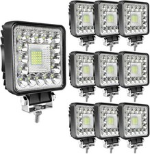 LED Tractor Work Lights,4 Inch LED Pods Lights 123W Square 12V 24V Spot 10PCS