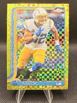 2025 Topps Chrome #160 Khalil Mack Lime Green X-Fractor Chargers Color Match