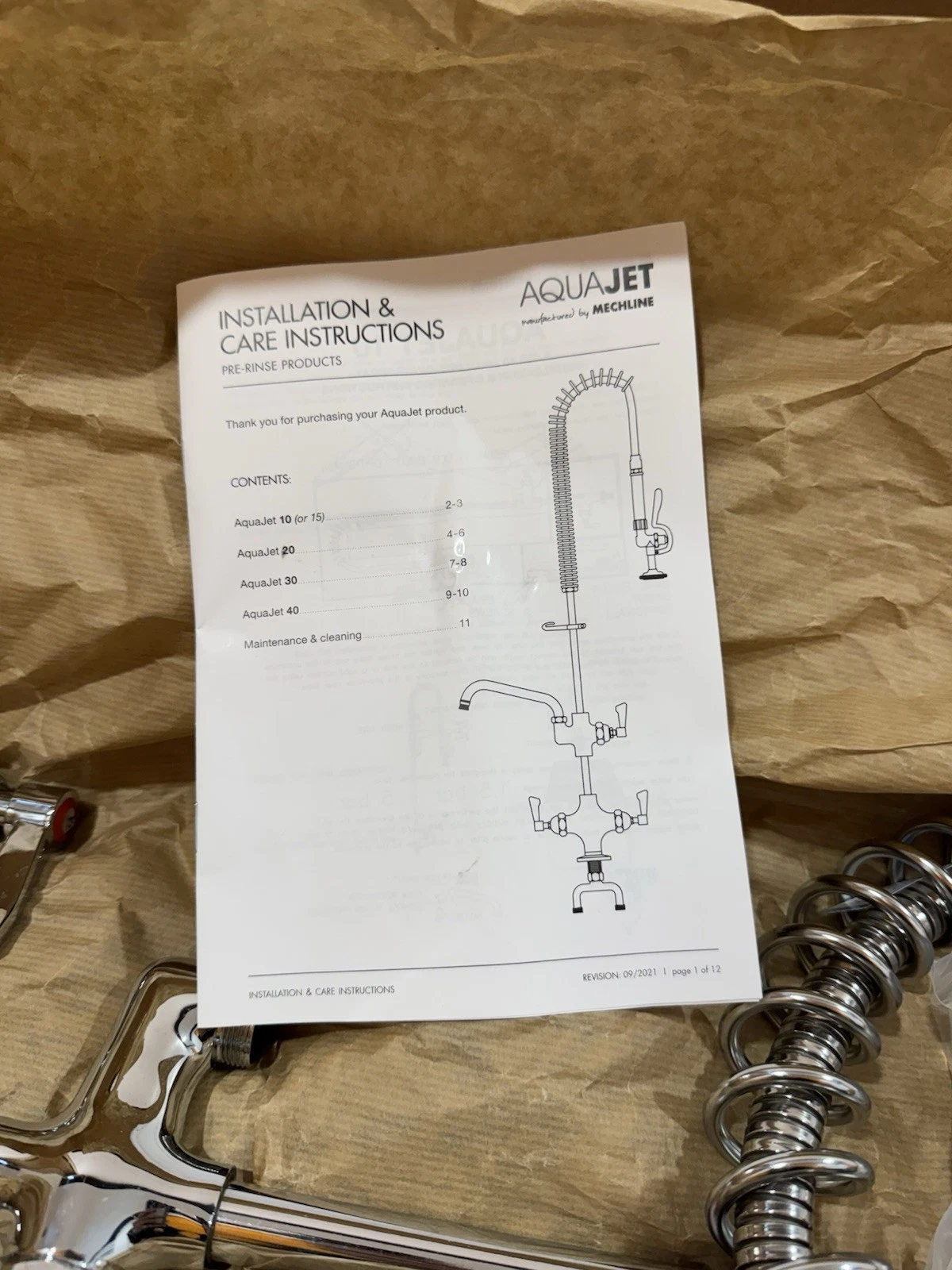 Mechline Aquajet AJPR30-ST-BF3-S Deck Mounted Pre-Rinse Spray Arm Brand New 7