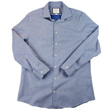 Charles Tyrwhitt Dress Shirt Mens 16-33 Blue Geometeric Slim Fit Non Iron