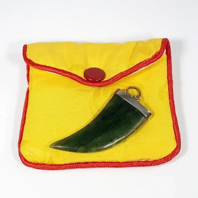 Jade Horn/Tooth/Claw Pendant Deep Green Natural Nephrite Taiwanese Jade
