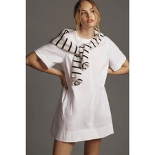 nwt ANTHROPOLOGIE MAEVE sz S Short Sleeve Crew Neck Swing dress in white