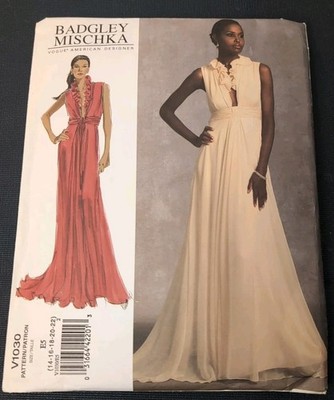Vogue Badgley Mischka Evening Dress Sewing Pattern V1030 Women's 14-16-18-20-22
