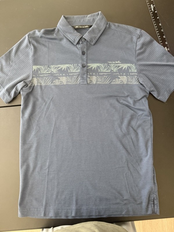 Travis Mathew Polo Shirt Mens L Navy Blue Drop Anchor Golf Palm