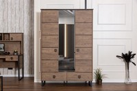 Brauner Kleiderschrank Designer Schlafzimmer Glasschrank Luxus Holz MöBel