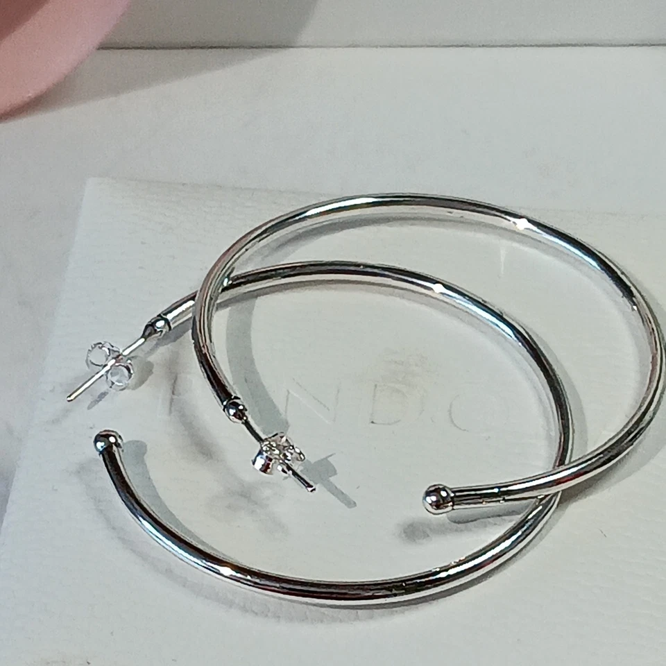 Genuine Pandora Large Round Hoop Earrings 297691CZ Retired - Image 4 of 4