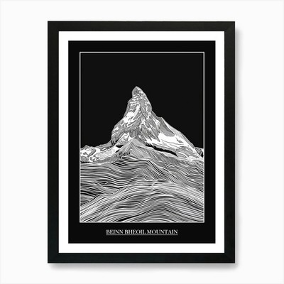 Beinn Bheoil Mountain Line Zeichnung gerahmtes Wandbild Poster Leinwanddruck Bild