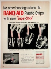 BAND-AID Johnson & Johnson Vintage 1950s Magazine Ad "Super-Stick" Plastic