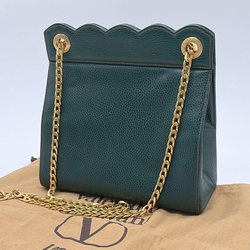 Valentino Garavani Shoulder Bag Purse Chain Leather Green Authentic