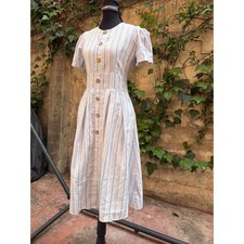 Light Blue Striped Button-Front Midi Dress - Unbranded
