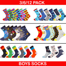 Boys Ankle Socks Children Kids Multicoloured Design Novelty Socks - 3/6/12 Pairs