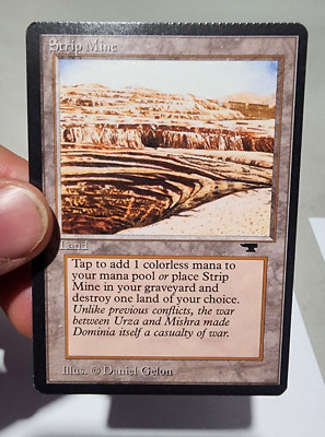 Mtg Antiquities Strip Mine (uneven horizon) CRIMPED! Error Misprint NM