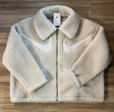 Nike Sportswear Swoosh Womens Full Zip Sherpa Jacket Size XL