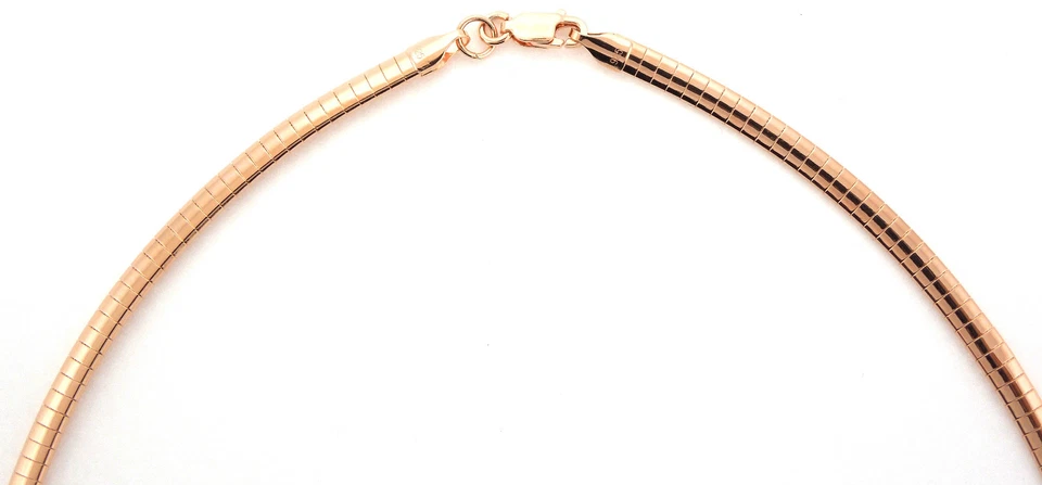 Collar Omega Chapado en Oro 18K Plata de Ley 925, Ópalo de Fuego Rosa y Topacio 18" Foto 3 de 3