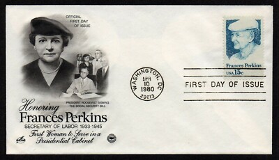 USA, SCOTT #1821, ARTCRAFT PCS FDC COVER - FRANCES PERKING, LABOR ...