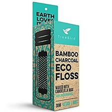 Organic Biodegradable Bamboo Charcoal Dental Floss  Refillable Glass Holder  V