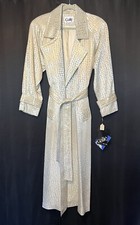 NWT Vintage Gall New York Full Length Crocodile Print Coat Beige Zepel Treated