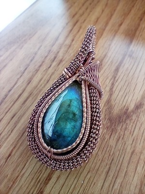 Handcrafted Labradorite Wire Wrapped Pendant