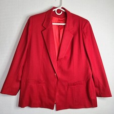NWOT VTG Dumas Womens 18 Red Wool Single Button Career Blazer Lined