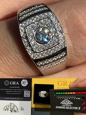Men's Hip Hop Out Iced Moissanite Ring Real 925 Silver Pinky Passes Test GRA