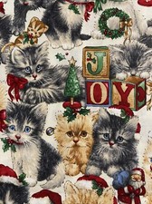 KITTEN Cat CHRISTMAS Fabric JOYS OF Cotton Robert Kaufman Packed BTY