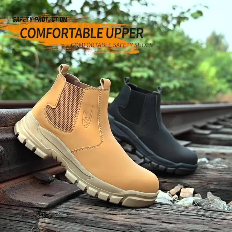 SAOLA Scarpe industriali di protezione di sicurezza uomo punta in acciaio stivali da lavoro impermeabili antiscivolo