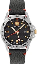 Versace VE2W00122 Sport Tech GMT silver gold red black Leather Men's Watch NEW