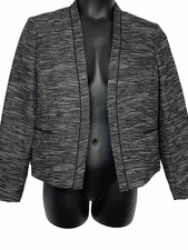 Nine West Black Size 12 Open Front Jacket Wool Blend Lined  Career Church Formal
