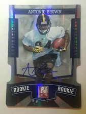 2010 ASPIRATIONS DONRUSS ELITE ANTONIO BROWN ROOKIE DIE-CUT RC AUTO 37/49 SP