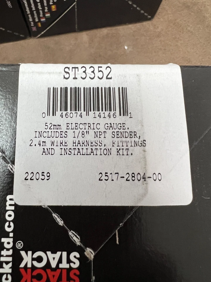 Stack OIL PSI 压力白色专业步进电机模拟仪表 ST3352 — 第 2/2 张图片