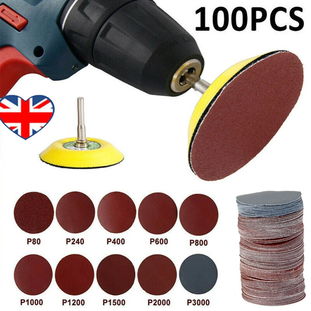 100Pcs 75mm Sanding Discs Pad Kit for Drill Grinder Rotary Tools